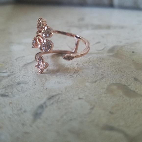 Open Rose Gold Micro Pave CZ Butterfly Ring - Picture 4 of 5